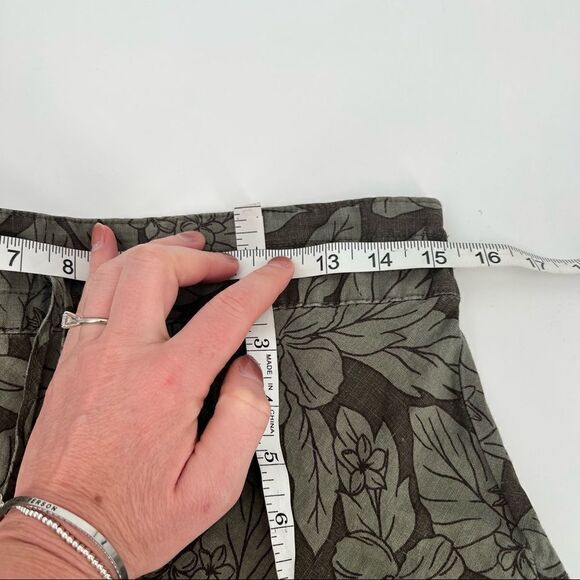 Caslon linen ruffle skirt drawstring XS leaf tiered hem Nordstrom knee length - Picture 4 of 6